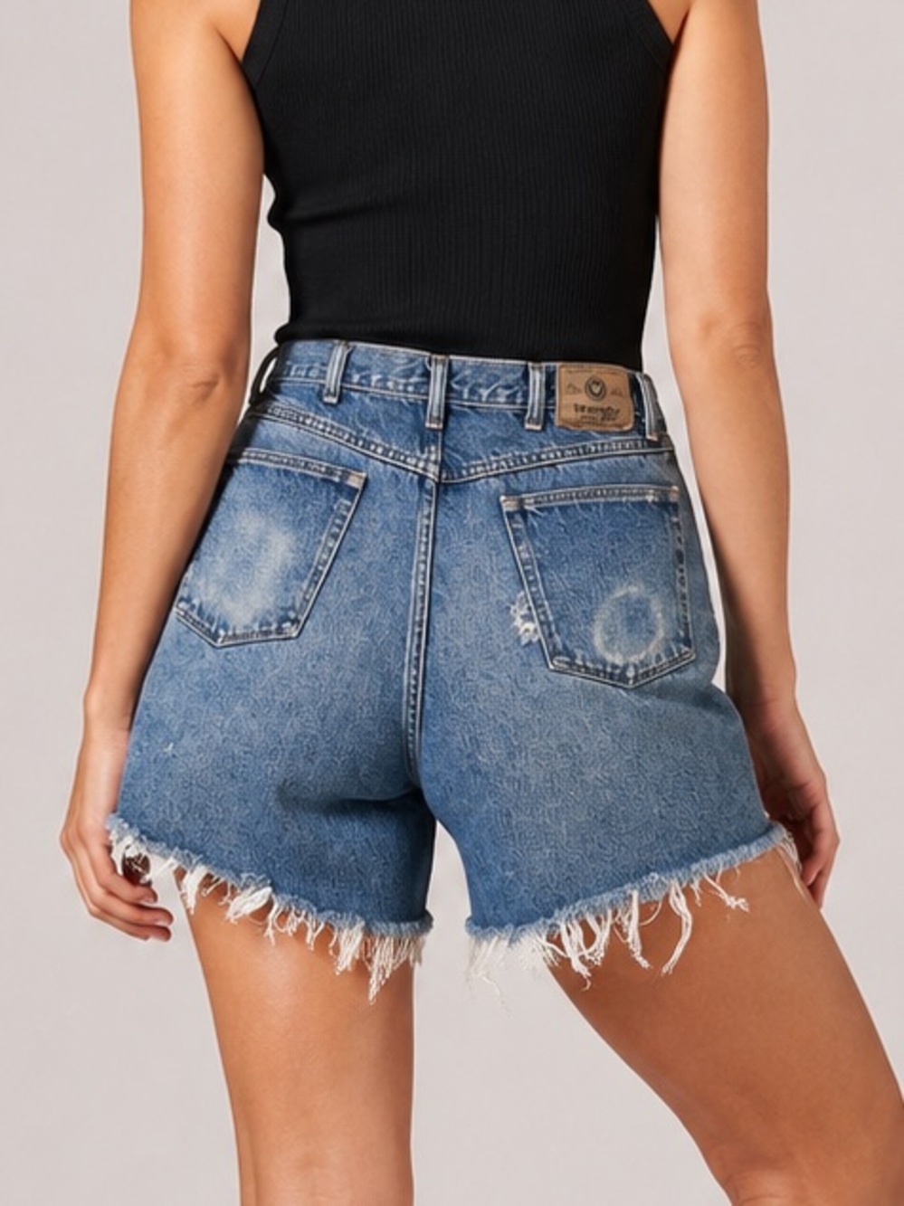 Wrangler Mens 36 Distressed Denim Cutoff Jorts Raw Hem Vintage Wash Shorts